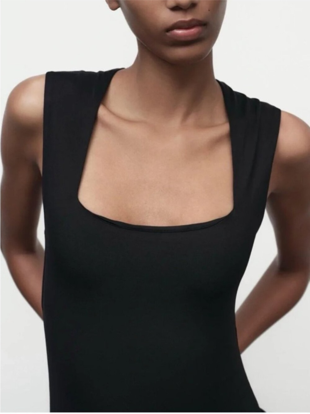 zara black square neck bodysuit
